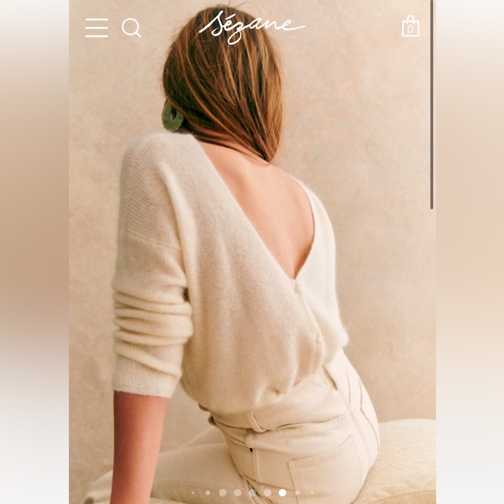 Sézane Barry Knit Sweater in Ecru Sz XS